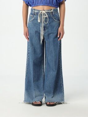 Closed Wide-Leg Blue Denim Jeans with Raw Hem